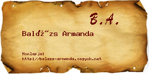 Balázs Armanda névjegykártya